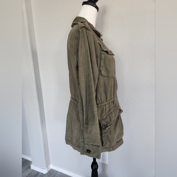 Free People Not Your Brothers Surplus Jacket Pockets Drawstring Waist Olive Sz M - Picture 5 of 12